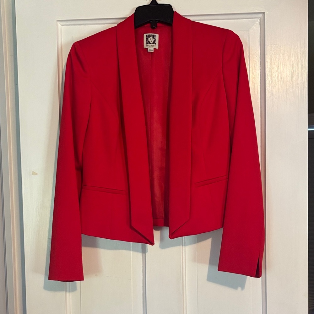 Anne Klein Red Open-Front Blazer Jacket